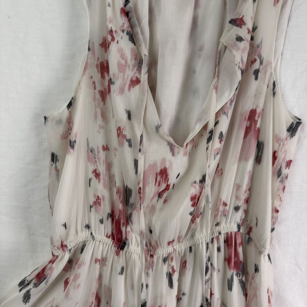floral watercolor midi dress tiered v-neck romantic boho size small by black swa - Picture 5 of 6